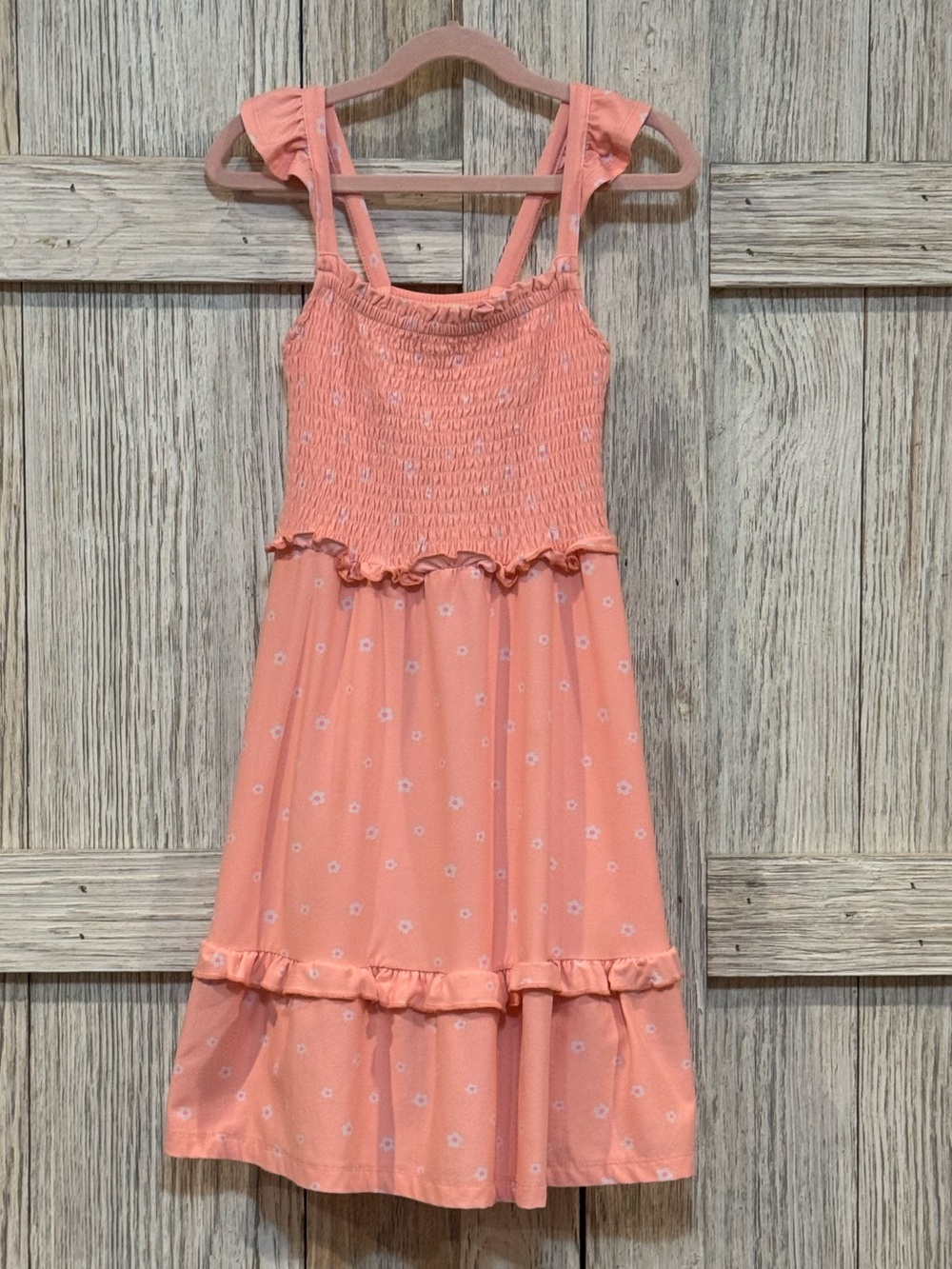 Derek Heart Peach Smocked Sundress with Ruffle Straps Sz 8